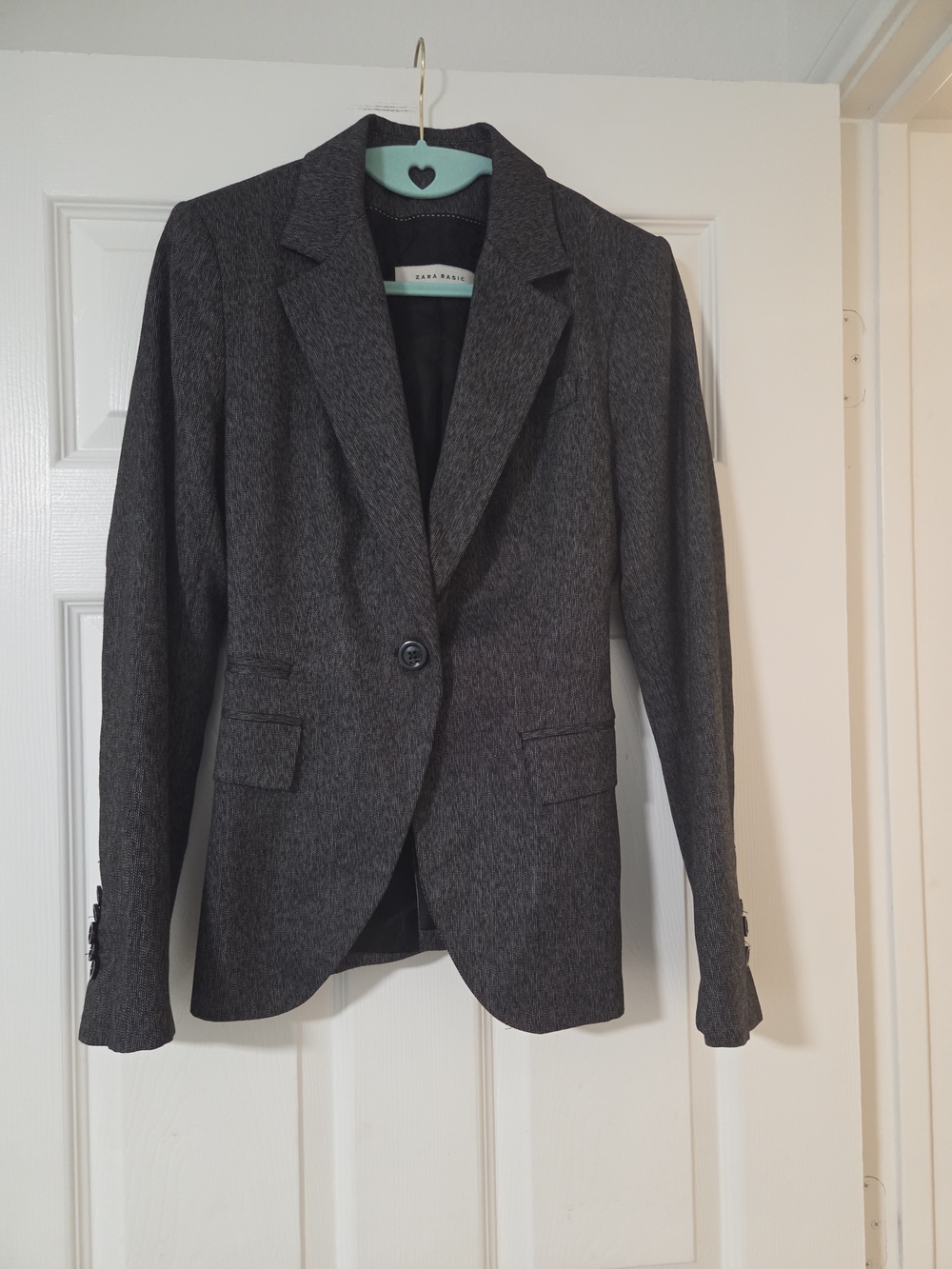 Zara Basic Charcoal Gray Single-Button Women's Blazer. Office, Church, Preppy. S